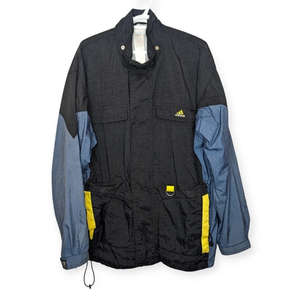 Vintage 90s 00s Embrodered Adidas  Logo Zip Up Jacket Black Blue Mens M